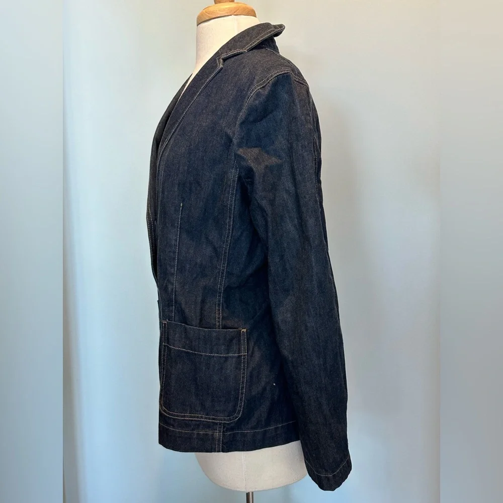 Land’s End Double Breasted fitted denim blazer jacket new without tags size 14 - Picture 3 of 15